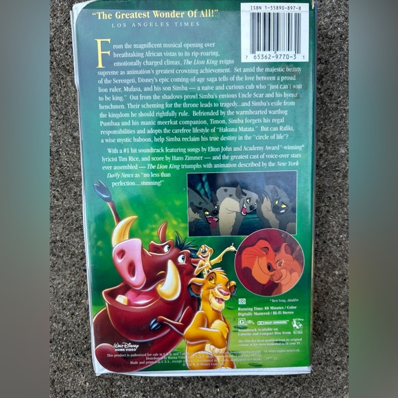A Walt Disney masterpiece The Lion King on VHS - Picture 5 of 5